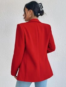 Rafferiza Solid Shawl Collar Blazer Fall Cloth For Women - Burgundy - View 2