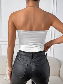 Rafferiza Solid Tube Bodysuit For Holiday Party Clothes Bodysuits For Womenwhite Bodysuittummy Control Bodysuitwhite Body Suitbody Suits For Women - White - View 2