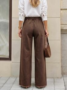 Selenza Celana Jeans Denim Kasual Longgar Potongan Lurus dengan Desain Saku untuk Wanita Ukuran Plus - Coffee Brown - View 2