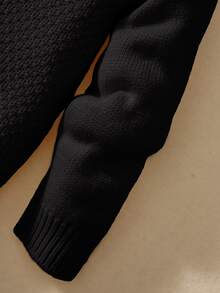 PrepCrw Tween Boys Casual Turndown Collar Half-Zip Up Long Sleeve Knitted Sweater,In Fall/Winter - Black - View 5