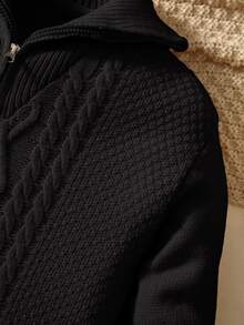 PrepCrw Tween Boys Casual Turndown Collar Half-Zip Up Long Sleeve Knitted Sweater,In Fall/Winter - Black - View 7