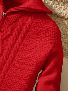 PrepCrw Tween Boys Casual Turndown Collar Half-Zip Up Long Sleeve Knit Sweater,In Fall/Winter - Red - View 6