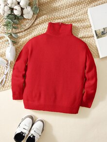 PrepCrw Tween Boys Casual Turndown Collar Half-Zip Up Long Sleeve Knit Sweater,In Fall/Winter - Red - View 3