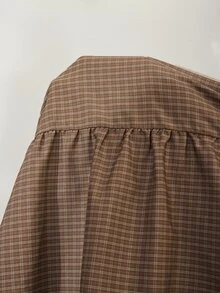 Solflare Plus Size Korean Style Plaid Drawstring Waist Ruffle Hem Skirt Fall - Multicolor - View 6