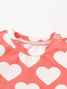 SHEIN Newborn Baby Girls' Heart Shaped & Round Collar Tops And Pants, Star Shaped & Round Collar Tops And Pants Homewear 4pcs/Set - Multicolor - View 4