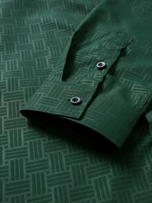 Calvornis Manfinity Casual Cool Men's Solid-Color Simple Button-Down Long-Sleeve Shirt , Effortlessly Style , A Perfect Gift For Husbands, Ideal For Formal, Old Money - Dark Green - View 6