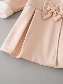SHEIN Girls Double Breasted Wool Blend Coat Mid-Length Overcoat, Elegant Formal Winter Jacket For Wedding Party Holiday, Back To School Daily Outerwear - Apricot - View 8