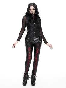 ROMWE Autumn/Winter Gothic Christmas Court Style Jacquard Fur Collar Shirt Vest - Black - View 5