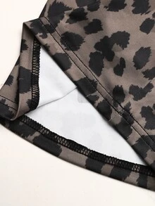 SHEIN 青少年女孩秋季印花喇叭褲 幸運盲盒 3合1休閒日常街頭風 返校假期穿搭 - 棕色 - 查看 4