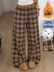 SHEIN Franclia Women's Plaid Thermal Lined Elegant Long Pants - Multicolor - View 3