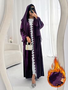 Al Najma Abaya Wanita Warna Polos untuk Pesta Kasual & Perjalanan - Purple - View 1