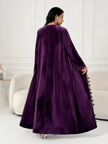 Al Najma Abaya Wanita Warna Polos untuk Pesta Kasual & Perjalanan - Purple - View 6