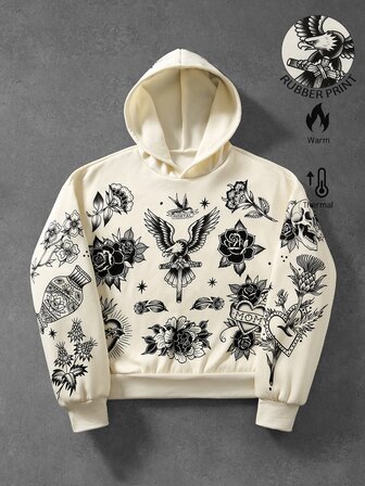 Men's Printed Loose Fit Hoodie