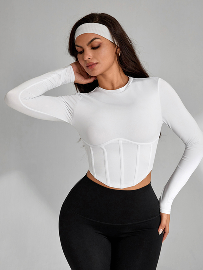Sirith Women's Fashion Fishbone Slim Fit Long Sleeve Sports T-Shirt
