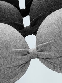 Softvol 3件組女款舒適睡眠內衣，多色，鋼圈，棉質軟罩杯，純色，聚攏胸部 [專為平胸設計] - 彩色 - 查看 10