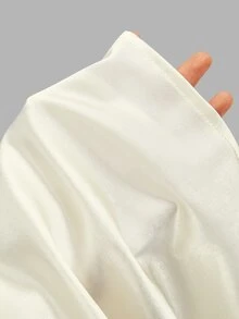 Sweetra Plus Size Early Autumn Satin Tie Bow Decor Mini A-Line Skirt Fall - Apricot - View 4