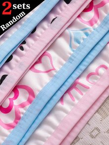 [2Sets Random ]Girls' Tween Girl' Heart Winking Eyes Bow Leopard Print Series Cute Girlism Minimalist Contrast Color Basic Camisole Shorts Set - Multicolor - View 6