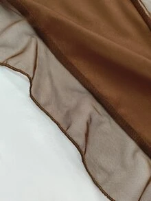 NostaNoir 音樂節穿搭無肩帶中長洋裝，復古棕色百褶高衩不對稱荷葉邊緊身洋裝 - 黑色 - 查看 5