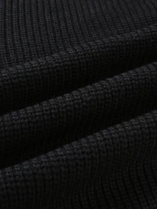 Manfinity CasualKnits 男士純色長袖單排扣針織開襟衫，秋冬款，老錢風 - 黑色 - 查看 6