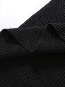 Manfinity CasualKnits 男士純色長袖單排扣針織開襟衫，秋冬款，老錢風 - 黑色 - 查看 5