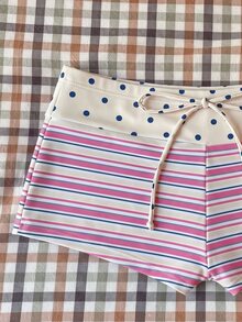 SHEIN Swim Women's Spring/Summer Random Print High Waist Bow Bikini Bottoms - Multicolor - View 4