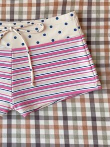 SHEIN Swim Women's Spring/Summer Random Print High Waist Bow Bikini Bottoms - Multicolor - View 5