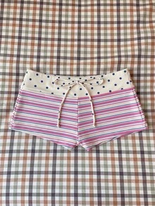 SHEIN Swim Women's Spring/Summer Random Print High Waist Bow Bikini Bottoms - Multicolor - View 2
