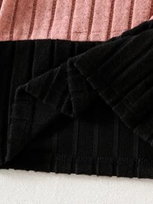 SHEIN Genkimix Kids Setelan Hoodie dan Celana Panjang dengan Tekstur Warna Kontras untuk Anak Perempuan - MultiWarna - View 5
