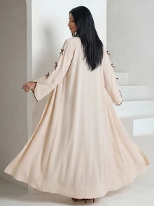 Veilorie Women Elegant Solid Color Round Neck Dress Bow Decor Jacket Set Modest Formal Christening Guest Pink Brown Fall Night Modern Filipiniana Office - Multicolor - View 2