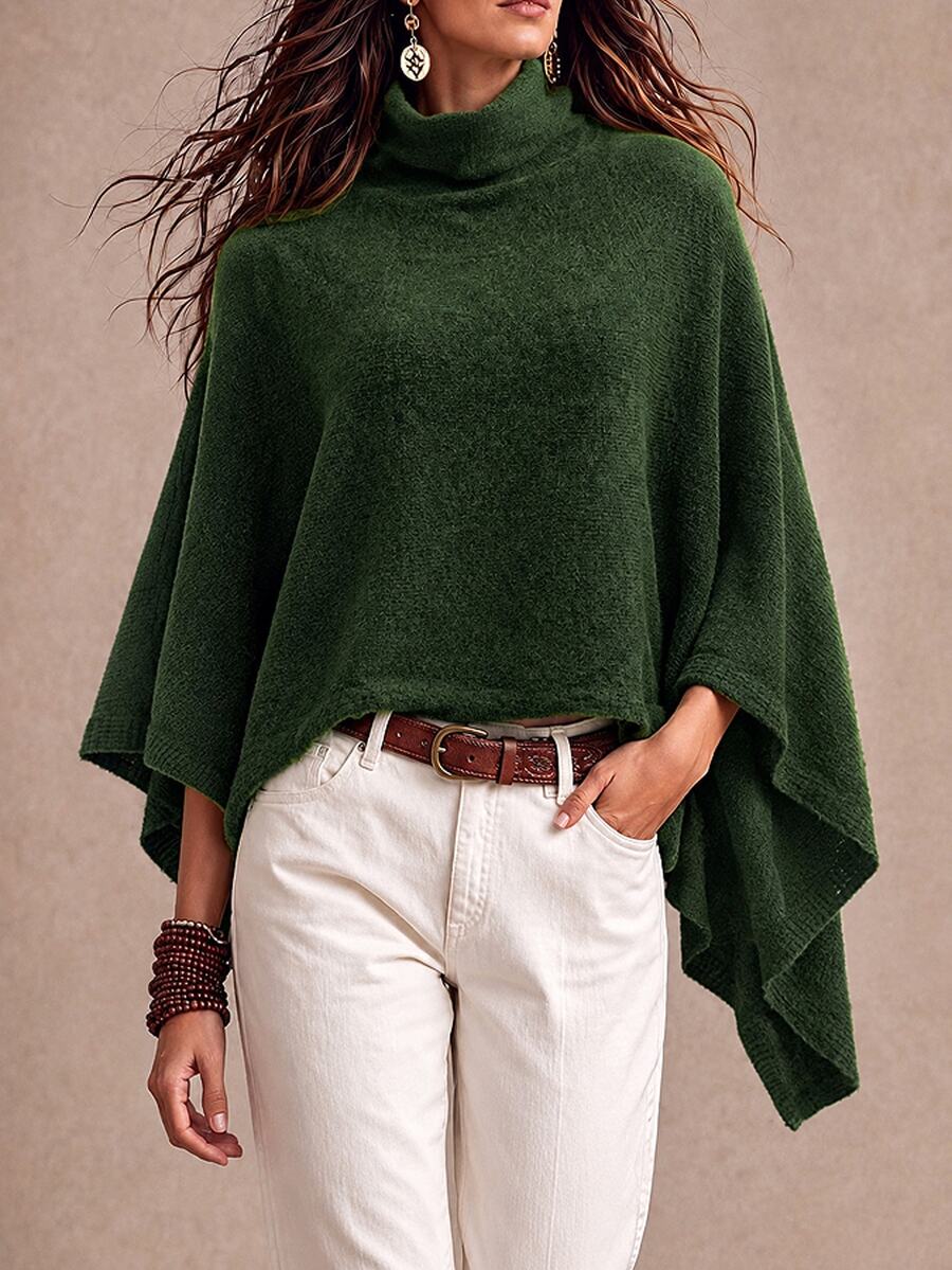 LUMIGAL Women's Elegant Asymmetric Cape Knit Top, Autumn/Winter