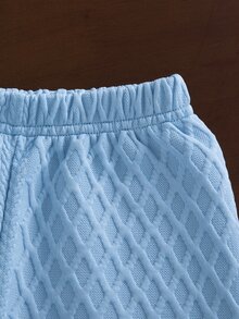 SHEIN Vintaside Kids 2pcs Baby Boys Summer Casual Outfits Button Ribbed Polo Shirt With Elastic Waist Shorts Set - Blue - View 7