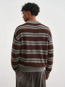 TOKVUE Men's Striped Casual Daily Wear Long Sleeve Sweater - Multicolor - View 2