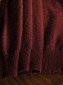 MOTF PREMIUM WOMEN'S ROUND NECK RAGLAN LONG SLEEVE BEADED DESIGN ELEGANT PULLOVER SWEATER - Burgundy - View 7