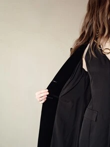 MOTF PREMIUM WOMEN'S SOLID COLOR CASUAL VERSATILE DAILY LONG SLEEVE JACKET - Black - View 7