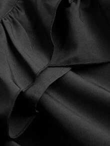 SHEIN MOD Plus Size Women's Black Ruffles Hem Skirt, Vintage Black Layered Skirt Fall - Black - View 7
