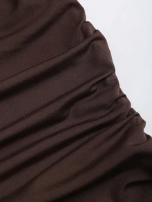 Sweetra Women's New Elegant Contrast Lace Solid Color Bowknot Long Sleeve Stretchy Midi Dress - Brown - View 7