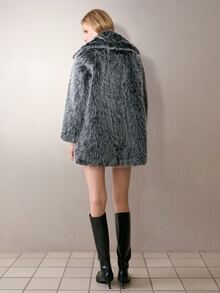 MOTF PREMIUM AUTUMN/WINTER FASHION OVERSIZED COLLAR FUR COAT - Light Grey - View 7