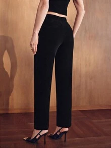 MOTF PREMIUM MATTE VELVET ELEGANT SLIM FIT DRESS PANTS - Black - View 7