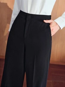 MOTF PREMIUM Pantalones largos de pierna ancha y efecto estilizante para mujer - Negro - Ver 4