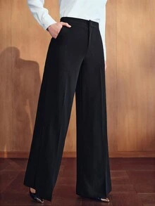 MOTF PREMIUM Pantalones largos de pierna ancha y efecto estilizante para mujer - Negro - Ver 7