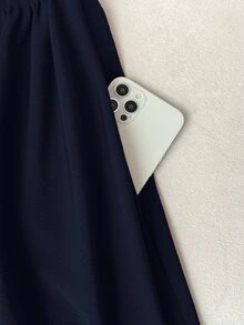 Vintamour Women's Sweet Elegant Shirred Dress - Navy Blue - View 8