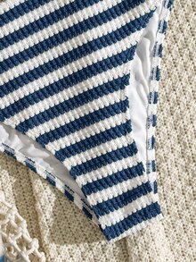 Swim Vcay Women's Summer Beach Vacation Blue And White Striped Bikini Two-Piece Set - Multicolor - View 13