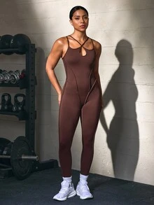 Solea Cove Solea Cove 2026 New Black Soft Skin-Friendly Yoga Sports Backless Jumpsuit - Multicolor - View 3