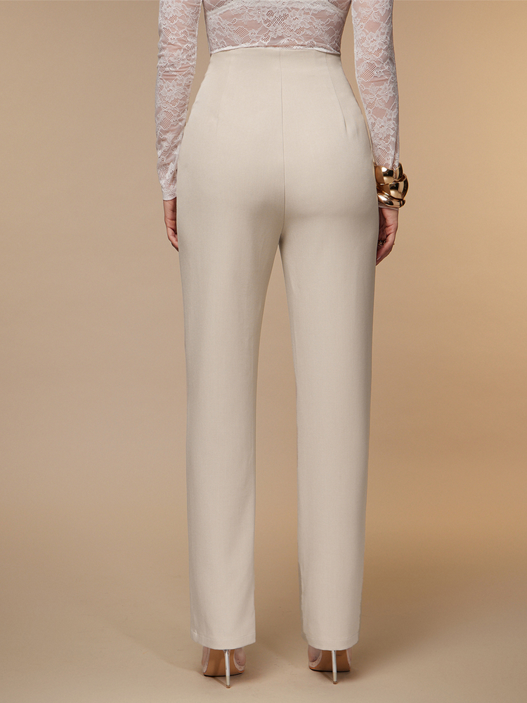 Silquee Elegant, Sexy, And Casual High-Waisted Apricot Trousers For Autumn And Winter-Create A Classic, Versatile Look That Is Perfect For The Workday. - Apricot - View 5