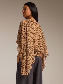 COSMINA Women's Round Neck Long Sleeve Leopard Print Beige Cover Up Shirt Coverup Summer Outfit Dinner Party Elegant - Multicolor - View 7
