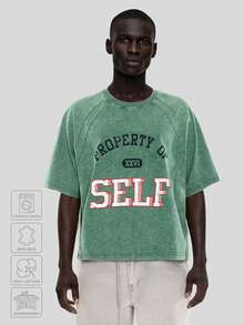 FORM&CHAOS [100% Cotton]Men's Vintage Washed Green 100% Cotton T-Shirt, Summer - Green - View 4