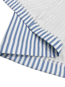 GlowEve CURVE Plus Size Women's Spring/Summer Striped Single-Breasted Elegant Casual Blazer Work For Women - Blue and White - View 3