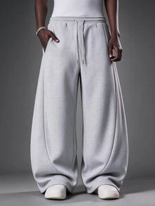 STYNVO Men's Drawstring Waist Casual Streetwear Versatile Everyday Sweatpants Beach Vacation Light Grey Fall - Grey - View 4