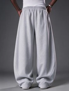 STYNVO Men's Drawstring Waist Casual Streetwear Versatile Everyday Sweatpants Beach Vacation Light Grey Fall - Grey - View 2