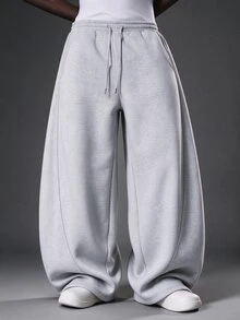 STYNVO Men's Drawstring Waist Casual Streetwear Versatile Everyday Sweatpants Beach Vacation Light Grey Fall - Grey - View 1